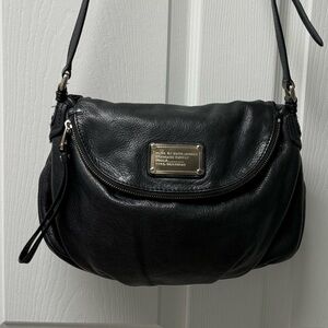Marc By Marc Jacobs Black Leather Shoulder Bag with Logo Plate